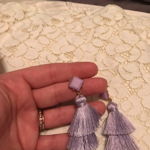 Lavender tassel earrings. Worn once! - Picture 2 of 3